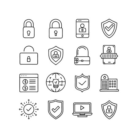 Security &amp; Privacy Icon Set Collection Vector for UI Documents Websites and Mobile Applicationsのイラスト素材