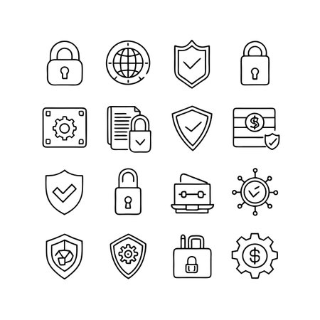 Security &amp; Privacy Icon Set Collection Vector for UI Documents Websites and Mobile Applicationsのイラスト素材