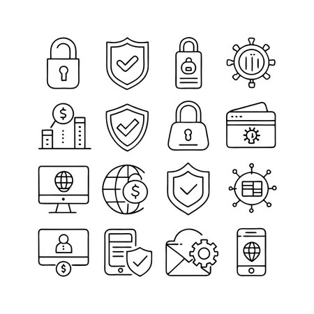 Security &amp; Privacy Icon Set Collection Vector for UI Documents Websites and Mobile Applicationsのイラスト素材