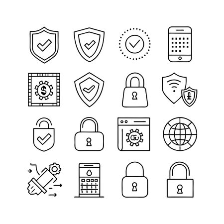 Security &amp; Privacy Icon Set Collection Vector for UI Documents Websites and Mobile Applicationsのイラスト素材