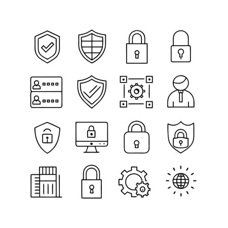 Security &amp; Privacy Icon Set Collection Vector for UI Documents Websites and Mobile Applicationsのイラスト素材