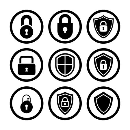 Security &amp; Privacy Icon Set Collection Vector for UI Documents Websites and Mobile Applicationsのイラスト素材