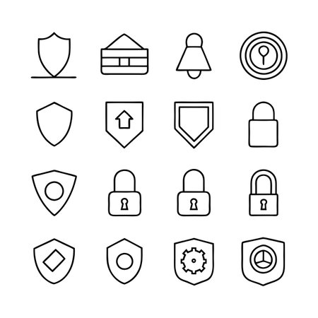 Security &amp; Privacy Icon Set Collection Vector for UI Documents Websites and Mobile Applicationsのイラスト素材