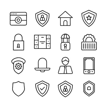 Security &amp; Privacy Icon Set Collection Vector for UI Documents Websites and Mobile Applicationsのイラスト素材