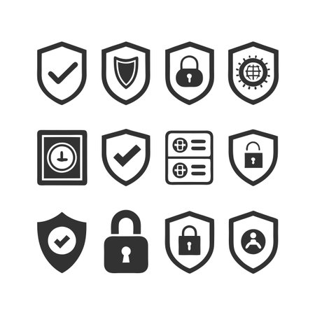 Security &amp; Privacy Icon Set Collection Vector for UI Documents Websites and Mobile Applicationsのイラスト素材