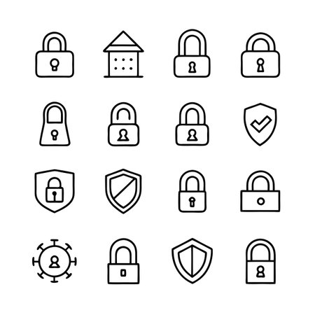 Security &amp; Privacy Icon Set Collection Vector for UI Documents Websites and Mobile Applicationsのイラスト素材