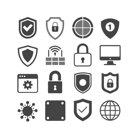 Security &amp; Privacy Icon Set Collection Vector for UI Documents Websites and Mobile Applicationsのイラスト素材