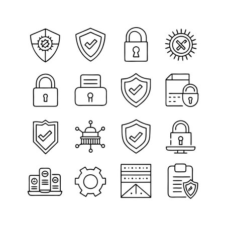 Security &amp; Privacy Icon Set Collection Vector for UI Documents Websites and Mobile Applicationsのイラスト素材