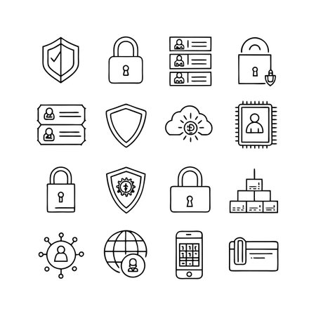 Security &amp; Privacy Icon Set Collection Vector for UI Documents Websites and Mobile Applicationsのイラスト素材