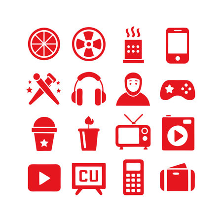 Entertainment and Media Icon Set Collection Vector for UI Documents Websites and Mobile Applicationsのイラスト素材