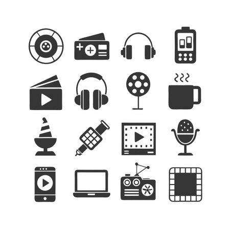 Entertainment and Media Icon Set Collection Vector for UI Documents Websites and Mobile Applicationsのイラスト素材
