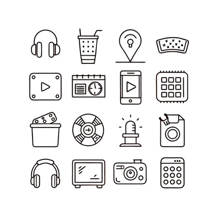 Entertainment and Media Icon Set Collection Vector for UI Documents Websites and Mobile Applicationsのイラスト素材