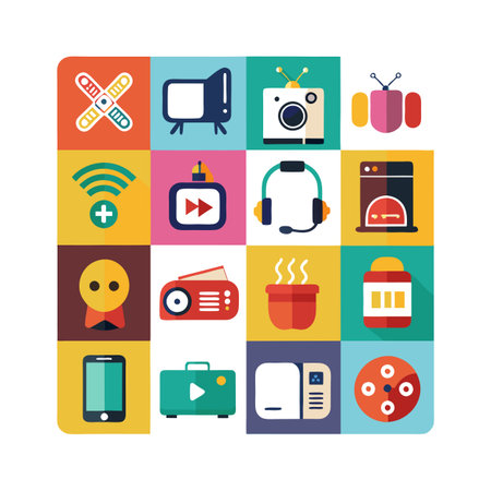 Entertainment and Media Icon Set Collection Vector for UI Documents Websites and Mobile Applicationsのイラスト素材