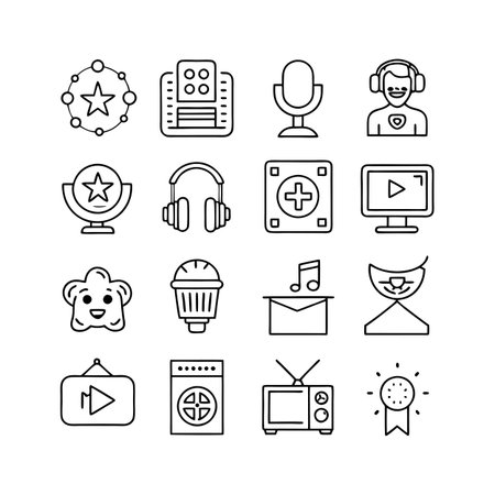Entertainment and Media Icon Set Collection Vector for UI Documents Websites and Mobile Applicationsのイラスト素材