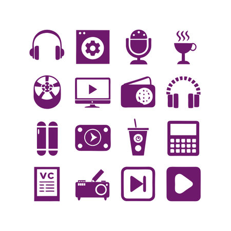 Entertainment and Media Icon Set Collection Vector for UI Documents Websites and Mobile Applicationsのイラスト素材