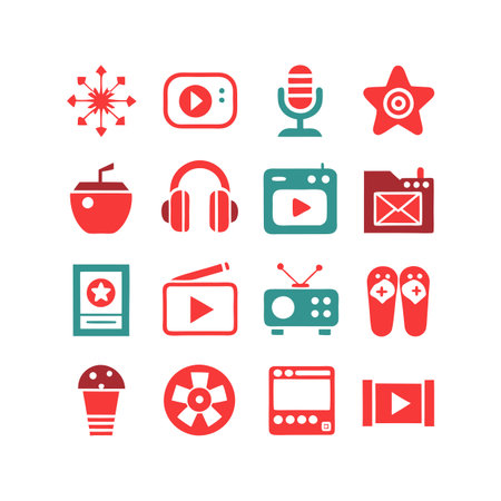Entertainment and Media Icon Set Collection Vector for UI Documents Websites and Mobile Applicationsのイラスト素材