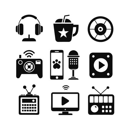 Entertainment and Media Icon Set Collection Vector for UI Documents Websites and Mobile Applicationsのイラスト素材