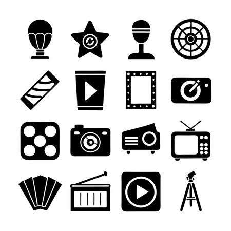 Entertainment and Media Icon Set Collection Vector for UI Documents Websites and Mobile Applicationsのイラスト素材