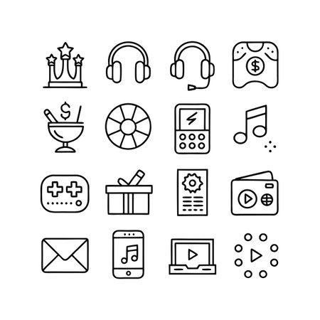 Entertainment and Media Icon Set Collection Vector for UI Documents Websites and Mobile Applicationsのイラスト素材