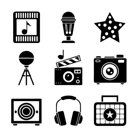 Entertainment and Media Icon Set Collection Vector for UI Documents Websites and Mobile Applicationsのイラスト素材