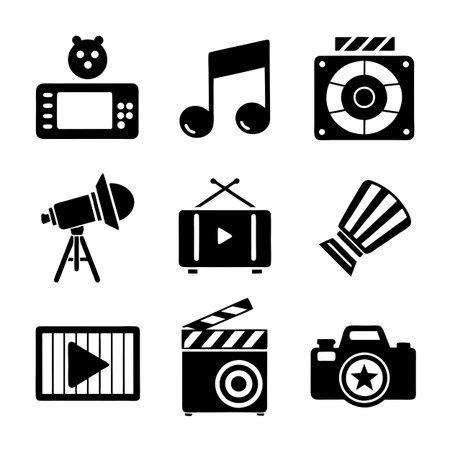 Entertainment and Media Icon Set Collection Vector for UI Documents Websites and Mobile Applicationsのイラスト素材