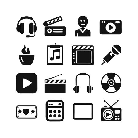 Entertainment and Media Icon Set Collection Vector for UI Documents Websites and Mobile Applicationsのイラスト素材
