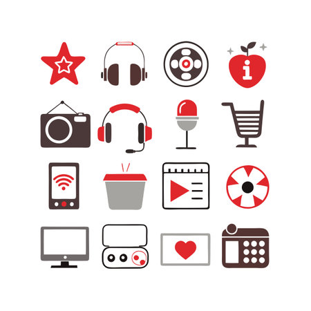 Entertainment and Media Icon Set Collection Vector for UI Documents Websites and Mobile Applicationsのイラスト素材