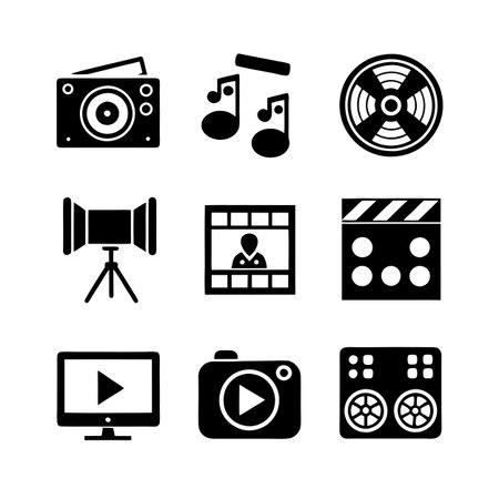 Entertainment and Media Icon Set Collection Vector for UI Documents Websites and Mobile Applicationsのイラスト素材