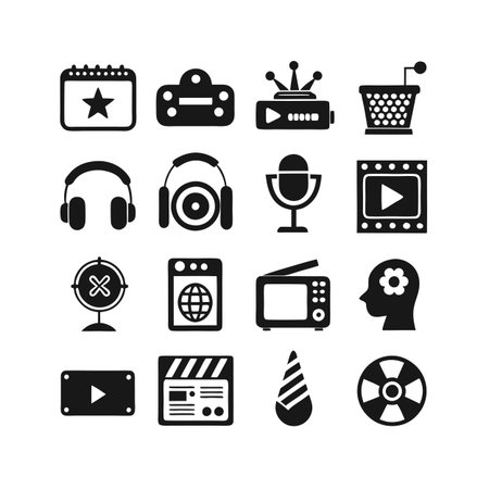 Entertainment and Media Icon Set Collection Vector for UI Documents Websites and Mobile Applicationsのイラスト素材