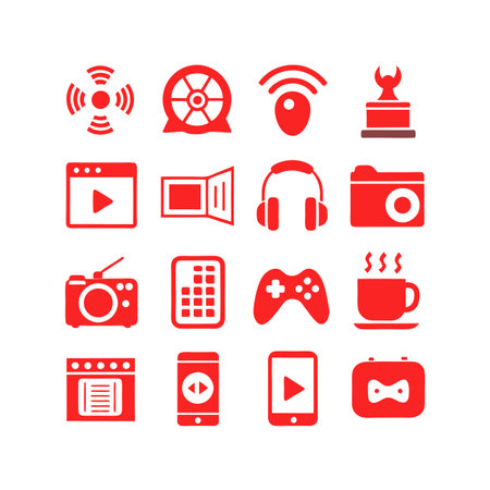 Entertainment and Media Icon Set Collection Vector for UI Documents Websites and Mobile Applicationsのイラスト素材