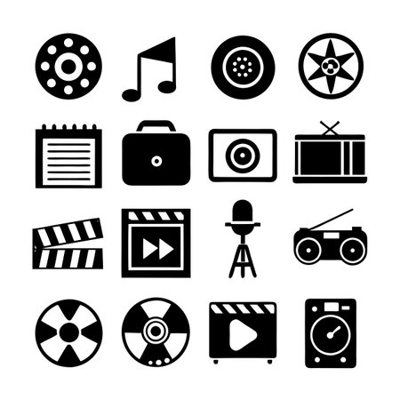 Entertainment and Media Icon Set Collection Vector for UI Documents Websites and Mobile Applicationsのイラスト素材