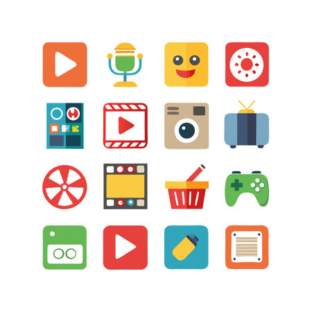 Entertainment and Media Icon Set Collection Vector for UI Documents Websites and Mobile Applicationsのイラスト素材
