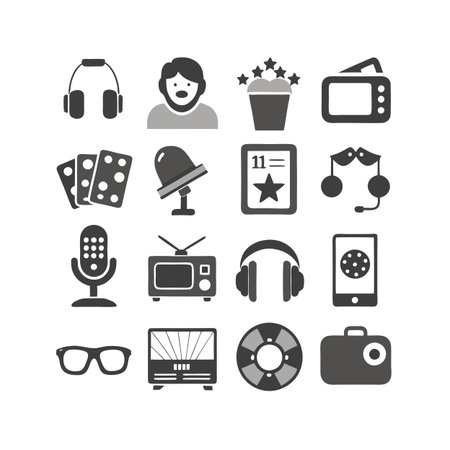 Entertainment and Media Icon Set Collection Vector for UI Documents Websites and Mobile Applicationsのイラスト素材