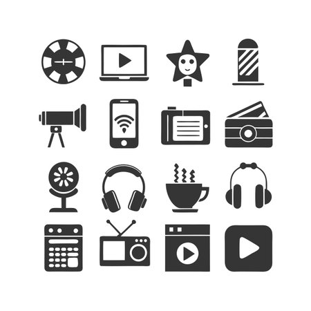 Entertainment and Media Icon Set Collection Vector for UI Documents Websites and Mobile Applicationsのイラスト素材