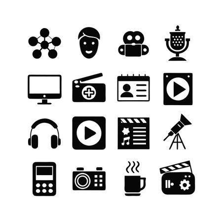Entertainment and Media Icon Set Collection Vector for UI Documents Websites and Mobile Applicationsのイラスト素材