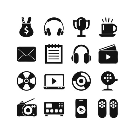 Entertainment and Media Icon Set Collection Vector for UI Documents Websites and Mobile Applicationsのイラスト素材