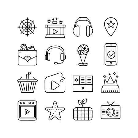 Entertainment and Media Icon Set Collection Vector for UI Documents Websites and Mobile Applicationsのイラスト素材
