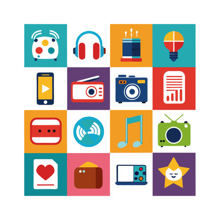 Entertainment and Media Icon Set Collection Vector for UI Documents Websites and Mobile Applicationsのイラスト素材