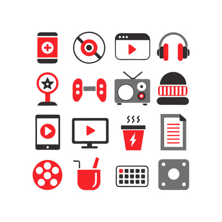Entertainment and Media Icon Set Collection Vector for UI Documents Websites and Mobile Applicationsのイラスト素材