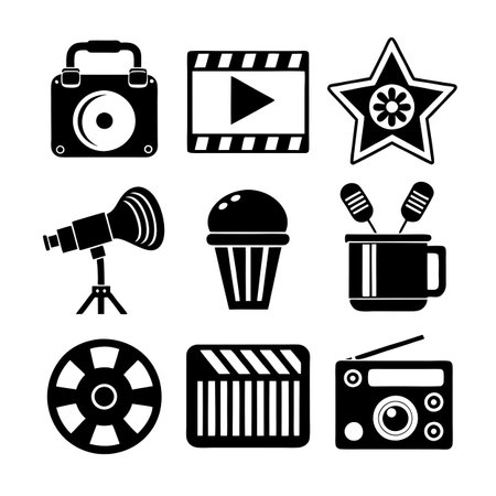Entertainment and Media Icon Set Collection Vector for UI Documents Websites and Mobile Applicationsのイラスト素材