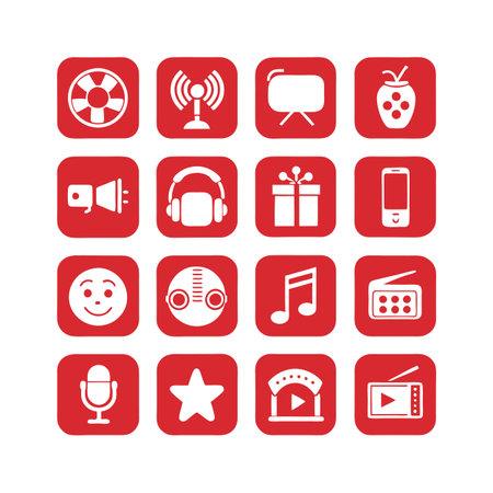 Entertainment and Media Icon Set Collection Vector for UI Documents Websites and Mobile Applicationsのイラスト素材
