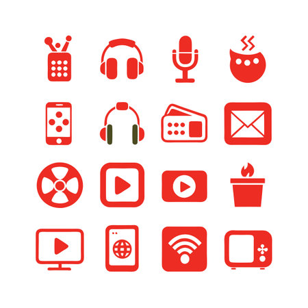 Entertainment and Media Icon Set Collection Vector for UI Documents Websites and Mobile Applicationsのイラスト素材