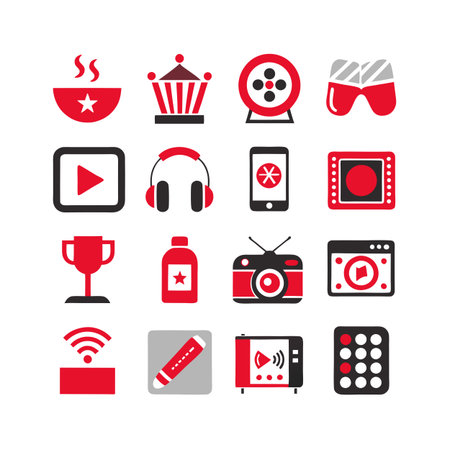 Entertainment and Media Icon Set Collection Vector for UI Documents Websites and Mobile Applicationsのイラスト素材