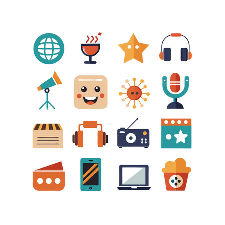 Entertainment and Media Icon Set Collection Vector for UI Documents Websites and Mobile Applicationsのイラスト素材