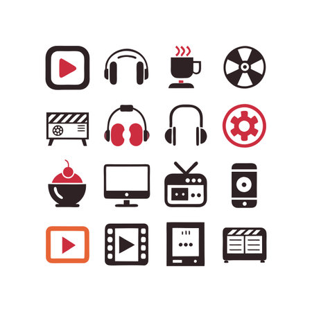 Entertainment and Media Icon Set Collection Vector for UI Documents Websites and Mobile Applicationsのイラスト素材
