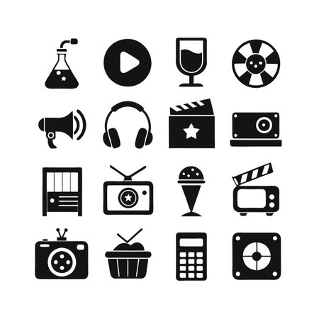 Entertainment and Media Icon Set Collection Vector for UI Documents Websites and Mobile Applicationsのイラスト素材