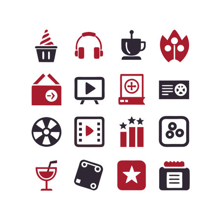 Entertainment and Media Icon Set Collection Vector for UI Documents Websites and Mobile Applicationsのイラスト素材