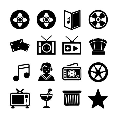 Entertainment and Media Icon Set Collection Vector for UI Documents Websites and Mobile Applicationsのイラスト素材