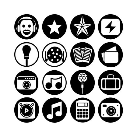 Entertainment and Media Icon Set Collection Vector for UI Documents Websites and Mobile Applicationsのイラスト素材
