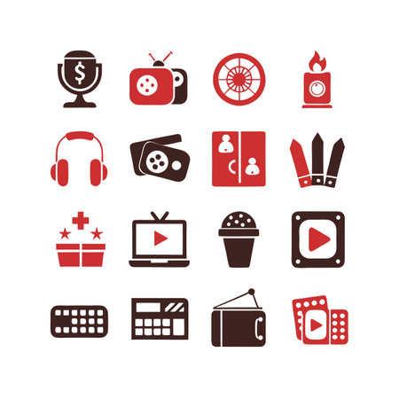 Entertainment and Media Icon Set Collection Vector for UI Documents Websites and Mobile Applicationsのイラスト素材